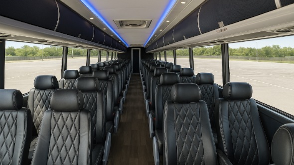 Interior of Charter Bus Company Arlington Heights's 50 Passenger Charter Bus in Arlington Heights
