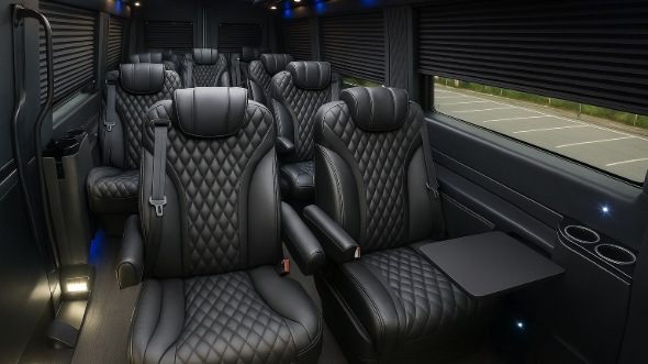 Interior of Charter Bus Company Palatine's Sprinter Van Rental With Driver in Palatine